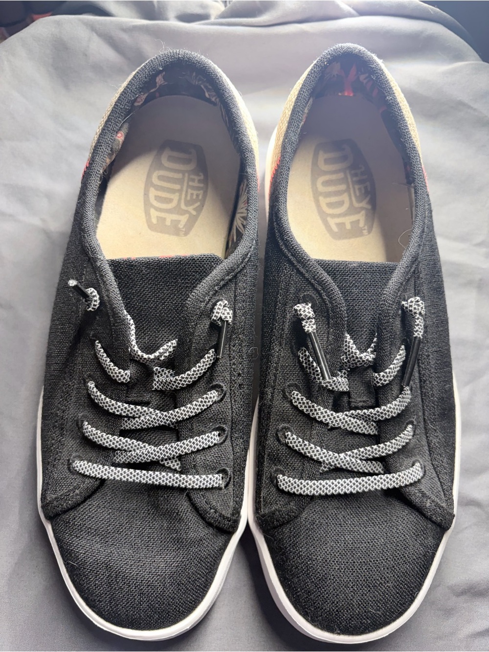 Hey Dude Cody Craft Linen Black Slip On Sneakers
